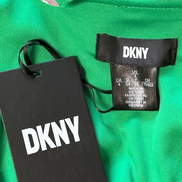 DKNY Green Floral Summer Dress Size 4 NWT - Picture 5 of 5